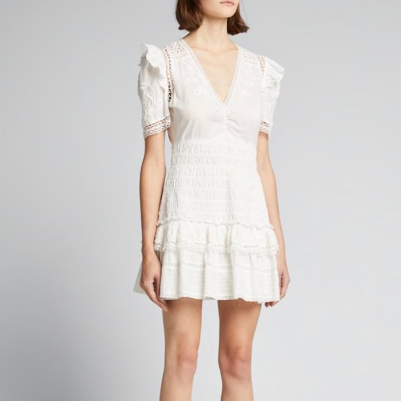 LoveShackFancy Rena Embroidered Ruffle Mini Dress - Picture 3 of 12
